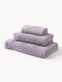 Set de toallas texturizadas Jacqui, tamaños diferentes, Lavanda, Set de 3 (toalla tocador, toalla lavabo y toalla ducha)