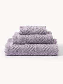 Súprava uterákov s reliéfnym vzorom Jacqui, Levanduľová, 3-dielna súprava (uterák pre hostí, uterák na ruky, osuška)