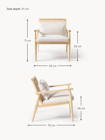 Loungesessel Manuell aus Gummibaumholz, Bezug: 100 % Polyester Der hochw, Rückenlehne: Rattan, Gestell: Massives Gummibaumholz Da, Webstoff Off White, Gummibaumholz, B 65 x T 70 cm