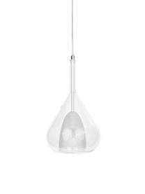 Kleine hanglamp Lila van glas, Lampenkap: glas, Diffuser: opaalglas, Baldakijn: gecoat metaal, Transparant, Ø 20  x H 35 cm
