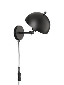 Retro wandlamp Kia met stekker, Lampenkap: gecoat metaal, Zwart, 20 x 25 cm