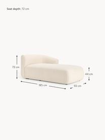 Chaise longue hoekmodule Sofia uit bouclé, Bekleding: bouclé (100% polyester) M, Frame: sparrenhout, spaanplaat, , Poten: kunststof Dit product is , Bouclé lichtbeige, B 185 x D 92 cm, hoekdeel rechts