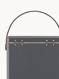 Handgefertigte Kühlbox Oyster, Box: Kunststoff, Griff: Leder, Dunkelgrau, B 28 x H 38 cm