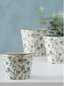 Handgemaakte plantenpottenset Silka, 3-delig, Keramiek, Groen, Set met verschillende formaten