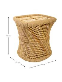 Zewnętrzny stolik pomocniczy z drewna bambusowego Ariadna, Drewno bambusowe, lina, Drewno bambusowe, S 48 x G 43 cm