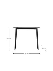 Konsole Blair mit Glas-Ablage, Ablage: Hartglas, Beine: Eichenholz, lackiert, Transparent, Schwarz, B 90 x T 38 cm