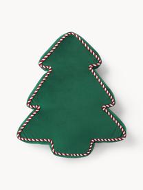 Coussin sapin de Noël en velours Ziva, Vert foncé, larg. 35 x long. 40 cm