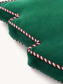 Cuscino arredo natalizio in velluto Ziva, Rivestimento: 100% velluto in poliester, Verde scuro, Larg. 35 x Lung. 40 cm