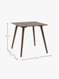 Houten eettafel Hatfield, 77 x 77 cm, Tafelblad: eikenhoutfineer, rubberho, Poten: MDF, Eikenhout, donker gelakt, B 77 x D 77 cm