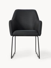 Chaise rembourrée Isla, Tissu noir, pieds noirs, larg. 60 x prof. 62 cm