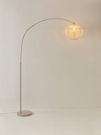 Grote booglamp Beau van netstof, Lampenkap: textiel, Baldakijn: gepoedercoat metaal, Lichtbeige, H 219 cm
