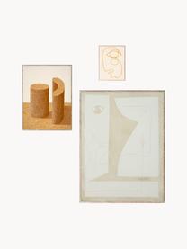 Poster Artwall no. 02 mit Rahmen, 3er-Set, Rahmen: Kiefernholz, Front: Plexiglas, Beige- und Brauntöne, Set mit verschiedenen Größen