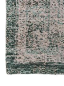 Tapis vintage chenille Medaillon, Vert, rose