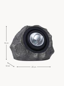 Borne d'éclairage solaire LED Rocky, Gris, larg. 20 x haut. 16 cm