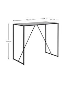 Tavolo da bar in legno e metallo Seaford, 120x60 cm, Metallo, melamina, legno di frassino, Nero, Larg. 120 x Prof. 60 cm