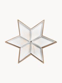 Set di 7 ciotole in porcellana Star, Vassoio: legno di acacia, Bianco, legno chiaro, dorato, Larg. 43 x Prof. 43 cm