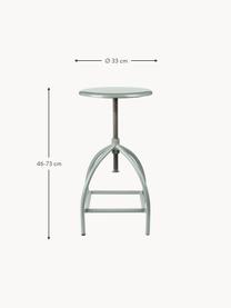 Sgabello regolabile in altezza Sire, Seduta: legno di mango laccato, Struttura: acciaio rivestito, Verde salvia, Ø 33 x Alt. 46 - 73 cm