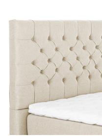 Premium boxspring bed Phoebe, Matras: 7-zones-pocketveringkern , Poten: massief gelakt beukenhout, Beige, 140 x 200 cm