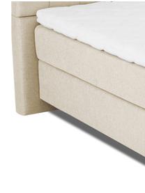 Premium boxspring bed Phoebe, Matras: 7-zones-pocketveringkern , Poten: massief gelakt beukenhout, Beige, 140 x 200 cm