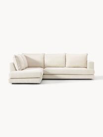 Sofa narożna Tribeca, Tapicerka: 100% poliester Dzięki tka, Stelaż: lite drewno sosnowe, Nogi: lite drewno bukowe, lakie, Kremowobiała tkanina, S 274 x G 192 cm, prawostronna