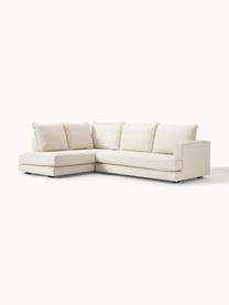 Sofa narożna Tribeca, Tapicerka: 100% poliester Dzięki tka, Stelaż: lite drewno sosnowe, Nogi: lite drewno bukowe, lakie, Kremowobiała tkanina, S 274 x G 192 cm, prawostronna