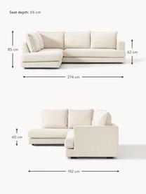 Ecksofa Tribeca, Bezug: 100 % Polyester Der hochw, Gestell: Massives Kiefernholz, Füße: Massives Buchenholz, lack, Webstoff Cremeweiß, B 274 x T 192 cm, Eckteil rechts