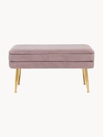 Banquette en velours avec rangement Pavlina, Mauve, couleur laitonnée, larg. 80 x haut. 42 cm