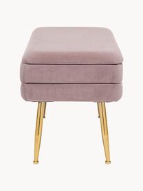 Banquette en velours avec rangement Pavlina, Velours mauve, pieds dorés, larg. 80 x prof. 38 cm