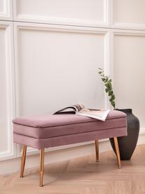 Banquette en velours avec rangement Pavlina, Mauve, couleur laitonnée, larg. 80 x haut. 42 cm