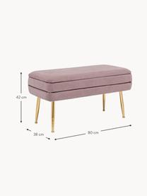 Banquette en velours avec rangement Pavlina, Mauve, couleur laitonnée, larg. 80 x haut. 42 cm