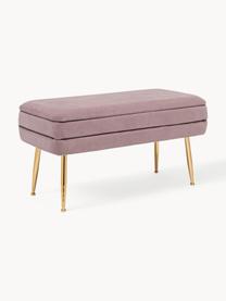 Banquette en velours avec rangement Pavlina, Velours mauve, pieds dorés, larg. 80 x prof. 38 cm