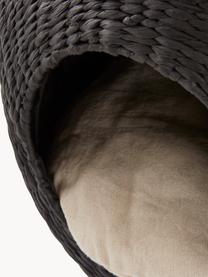 Cuccia per animali fatta a mano Niko, Rivestimento: lino, Struttura: fibra naturale, Nero, Ø 48 x Alt. 37 cm
