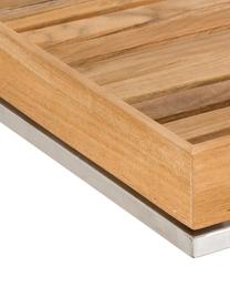 Mesa auxiliar para exterior con bandeja extraíble Pizzo, Tablero: madera de teca maciza ace, Estructura: acero inoxidable lijado, Teca, acero inoxidable, An 40 x Al 52 cm
