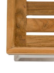 Stolik balkonowy z tacą z drewna tekowego Pizzo, Blat: masywne drewno tekowe, ol, Stelaż: stal szlachetna , piaskow, Drewno tekowe, stal szlachetna, S 40 x H 52 cm