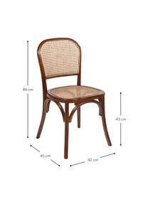 Silla con malla vienesa Elmy, Estructura: madera de olmo, Marrón, An 42 x F 45 cm