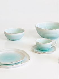 Bol artisanal en porcelaine Bella, 2 pièces, Bleu turquoise