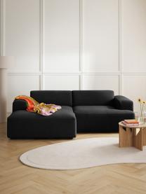 Ecksofa Melva (3-Sitzer), Bezug: 100% Polyester Der hochwe, Gestell: Massives Kiefernholz, Spa, Füße: Kunststoff Dieses Produkt, Webstoff Schwarz, B 239 x T 143 cm, Eckteil links