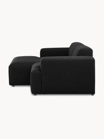 Ecksofa Melva (3-Sitzer), Bezug: 100% Polyester Der hochwe, Gestell: Massives Kiefernholz, Spa, Füße: Kunststoff Dieses Produkt, Webstoff Schwarz, B 239 x T 143 cm, Eckteil links