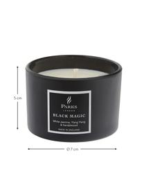 Kleine Duftkerze Black Magic (Weisser Jasmin, Ylang Ylang & Sandelholz), Behälter: Glas, Schwarz, Weiss, Ø 7 x H 5 cm