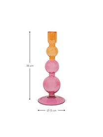 Svícen Bulb, Recyklované sklo, Růžová, oranžová, Ø 13 cm, V 36 cm