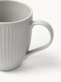 Tazas con relieves Rhea, 4 uds., Gres, Gris claro, Ø 9 x Al 11 cm