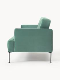 Samt-Schlafsofa Fluente (3-Sitzer), Bezug: Samt (Hochwertiger Polyes, Gestell: Massives Kiefernholz, Samt Petrol, B 220 x T 88 cm