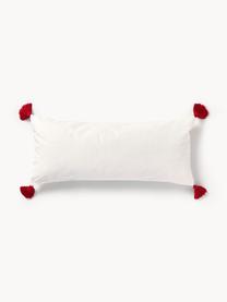 Housse de coussin en coton au design Sled de Kera Till, Blanc cassé, rouge, multicolore, larg. 30 x long. 70 cm