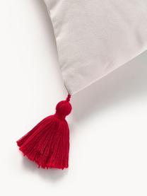 Housse de coussin en coton au design Sled de Kera Till, Blanc cassé, rouge, multicolore, larg. 30 x long. 70 cm