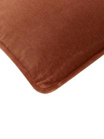 Housse de coussin velours rouille Dana, 100 % velours de coton, Rouille, larg. 50 x long. 50 cm