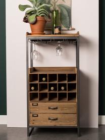 Portabottiglie per 15 bottiglie dal design industriale Edgar, Struttura: metallo verniciato a polv, Marrone, Larg. 56 x Alt. 113 cm