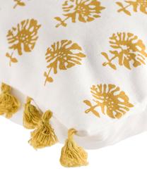 Federa arredo con nappe Poesy, Cotone, Bianco, giallo, Larg. 30 x Alt. 50 cm