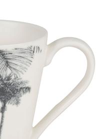 Tazza con motivo tropicale Papaye 4 pz, Porcellana, Bianco, nero, Ø 10 x Alt. 11 cm