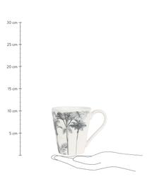 Tazza con motivo tropicale Papaye 4 pz, Porcellana, Bianco, nero, Ø 10 x Alt. 11 cm