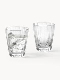 Vasos soplados artesanalmente con relives Scallop Glasses, 4 uds., Vidrio soplado artesanalmente, Transparente, Ø 8 x Al 10 cm, 230 ml